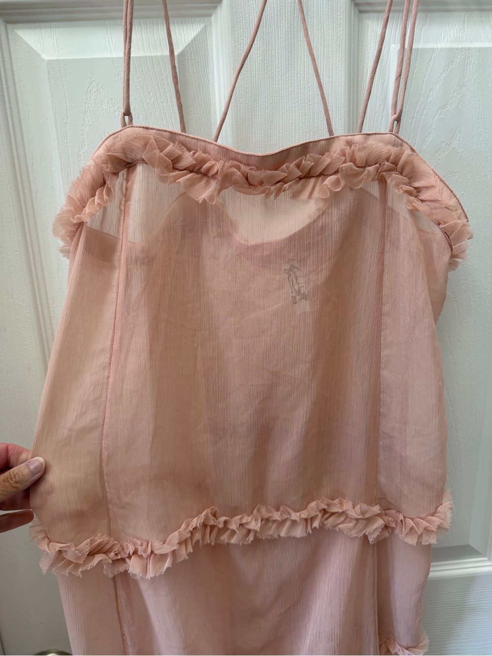 Intimately Free People Dusty Pink Lace Ruffle Tiered Maxi Slip Dress Size Small - Picture 5 of 7